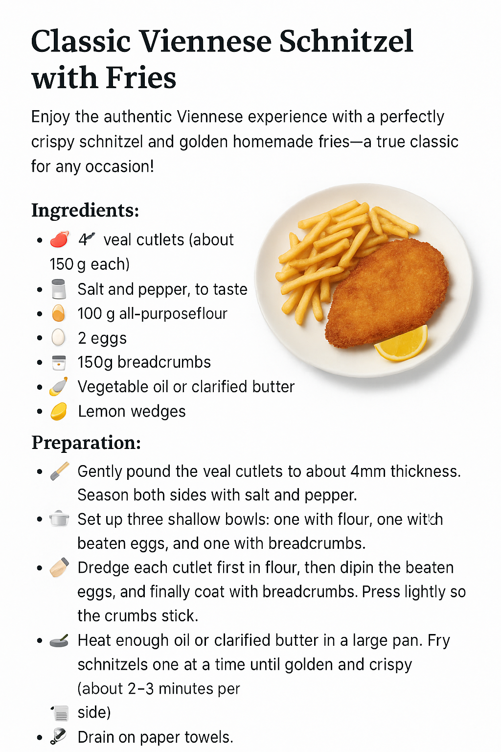 Image for recipe: Classic Viennese Schnitzel with Fries