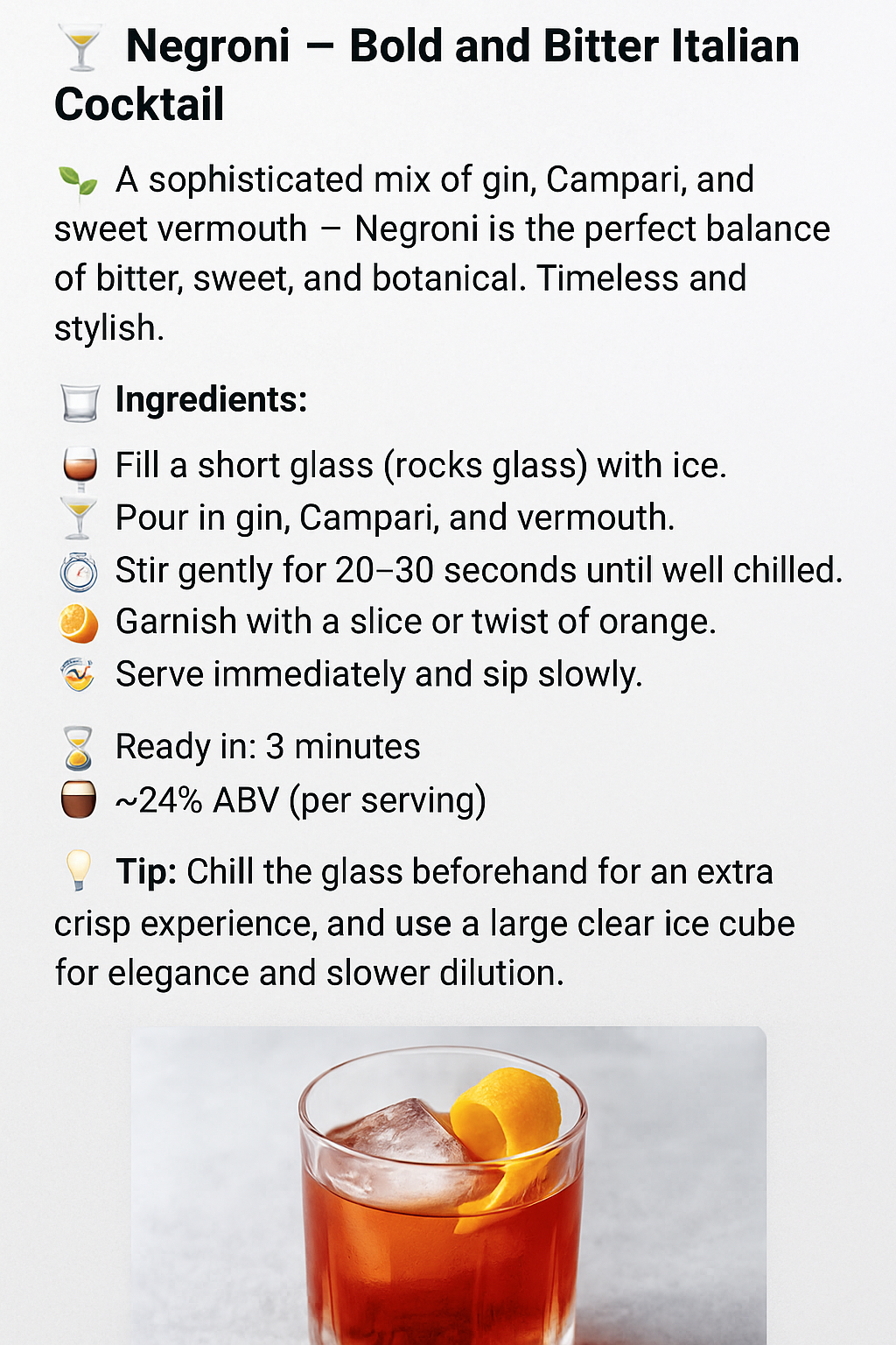 Image for recipe: 🍸 Negroni – Bold and Bitter Italian Cocktail