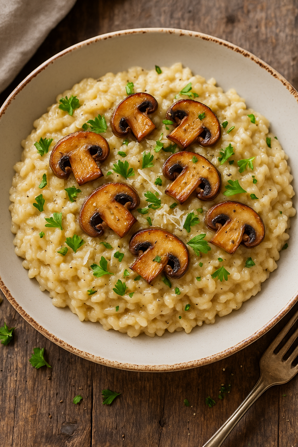 🍄🧄 Grandma’s Creamy Mushroom Risotto (No Wine, No Problem – Just Comfort)