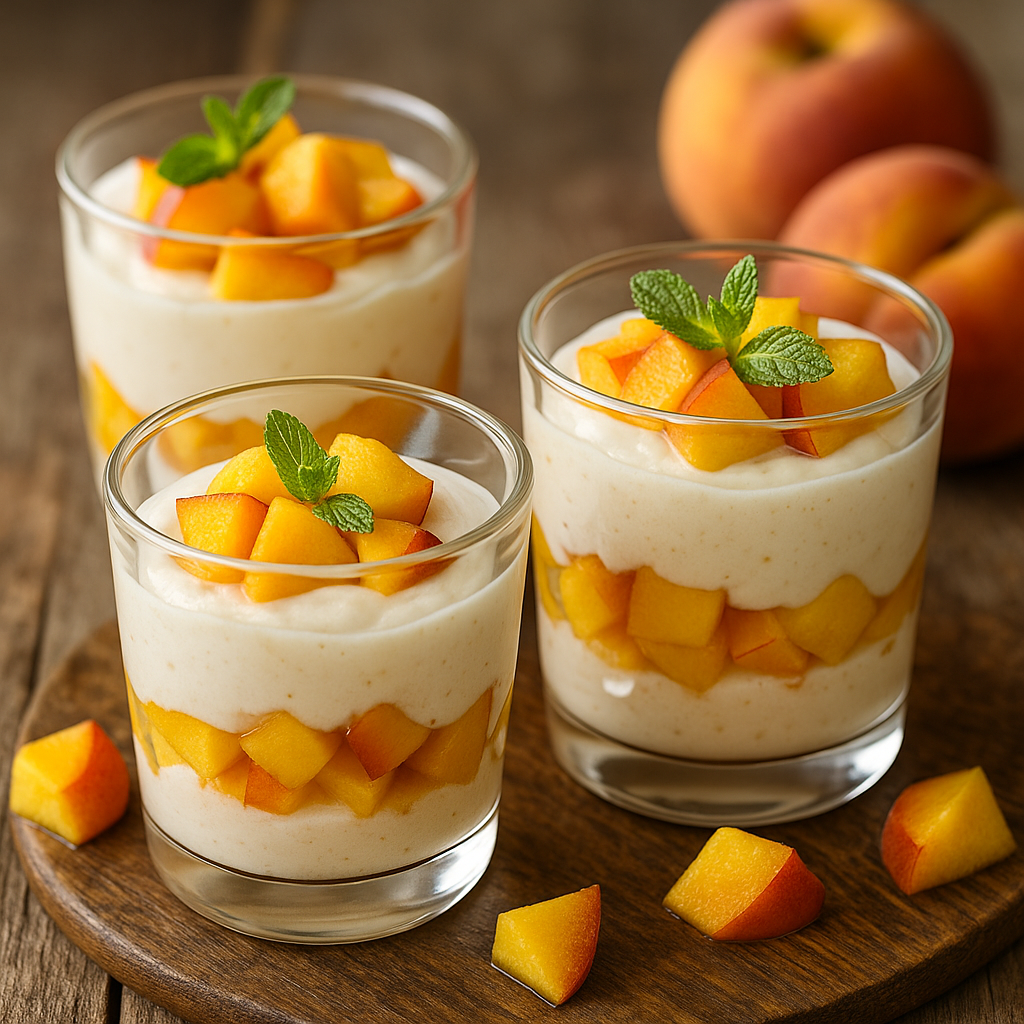 🍑🥄 Grandma’s No-Bake Peach Cream Cups (Vegan, Light, and Sunshine-Sweet)
