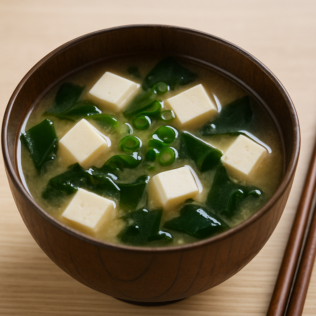 Miso Soup with Tofu and Wakame 🍲🌿