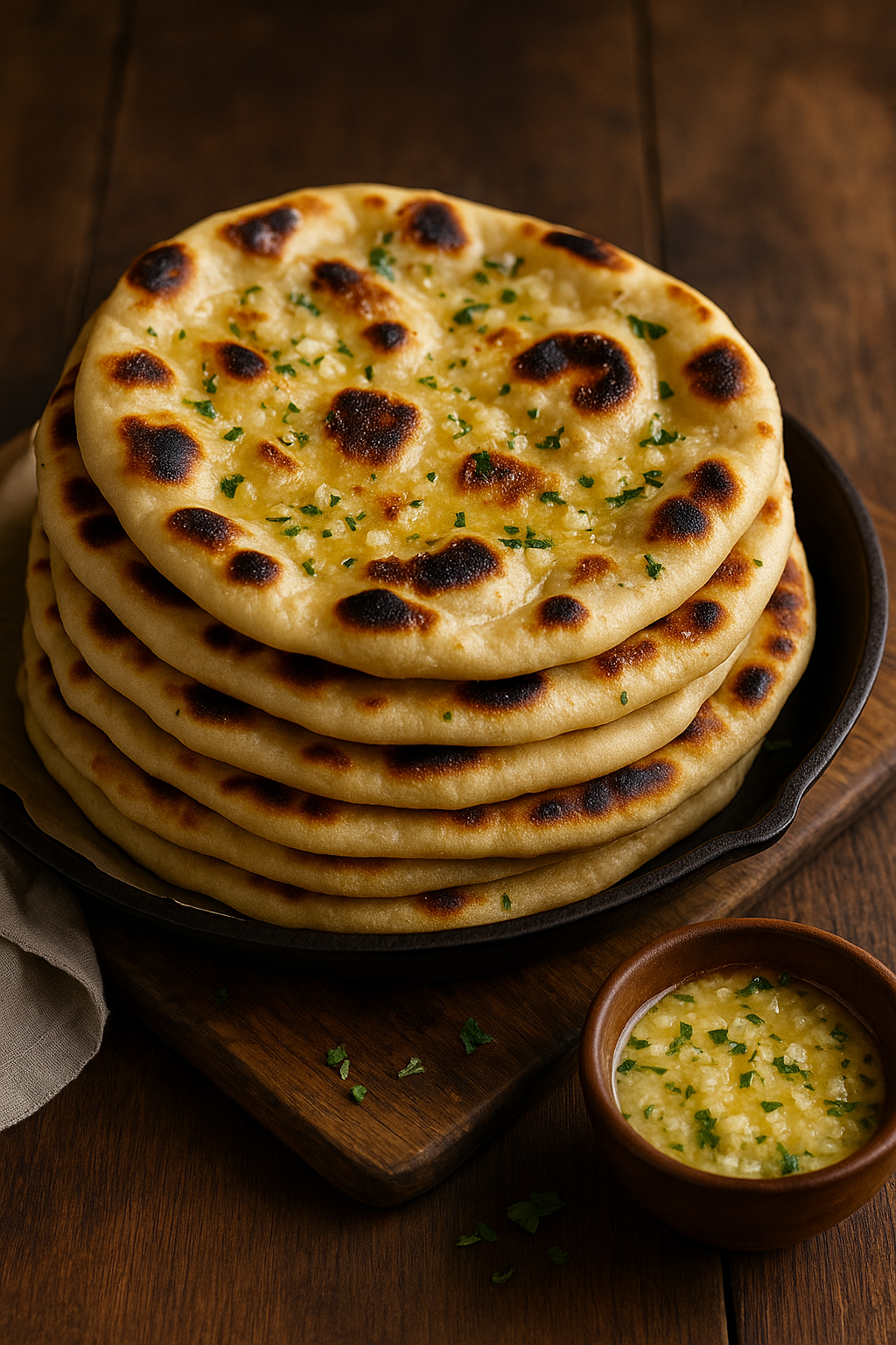 Garlic Naan 🫓 Tandoor-Style 🇮🇳 (Skillet Method)