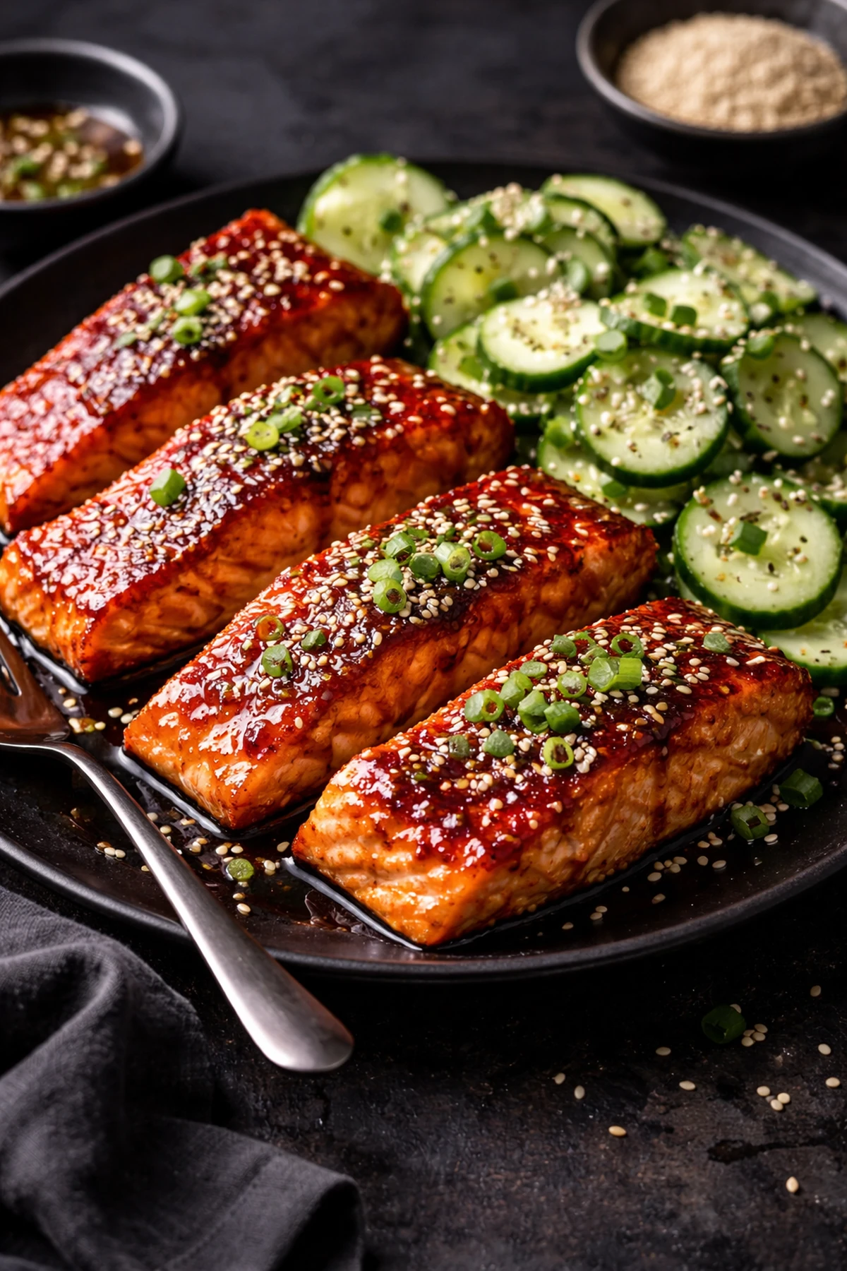 Gochujang Glazed Salmon with Sesame Cucumber 🐟🇰🇷