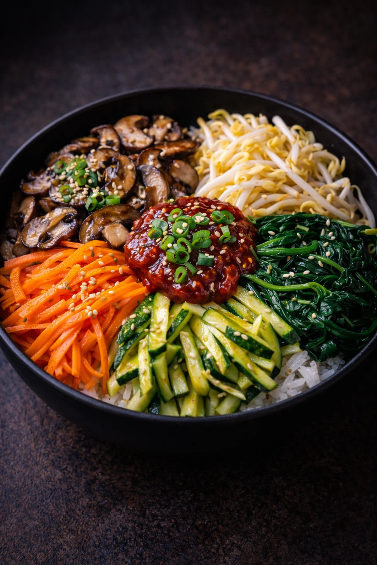 Mushroom Spinach Bibimbap 🍚🇰🇷