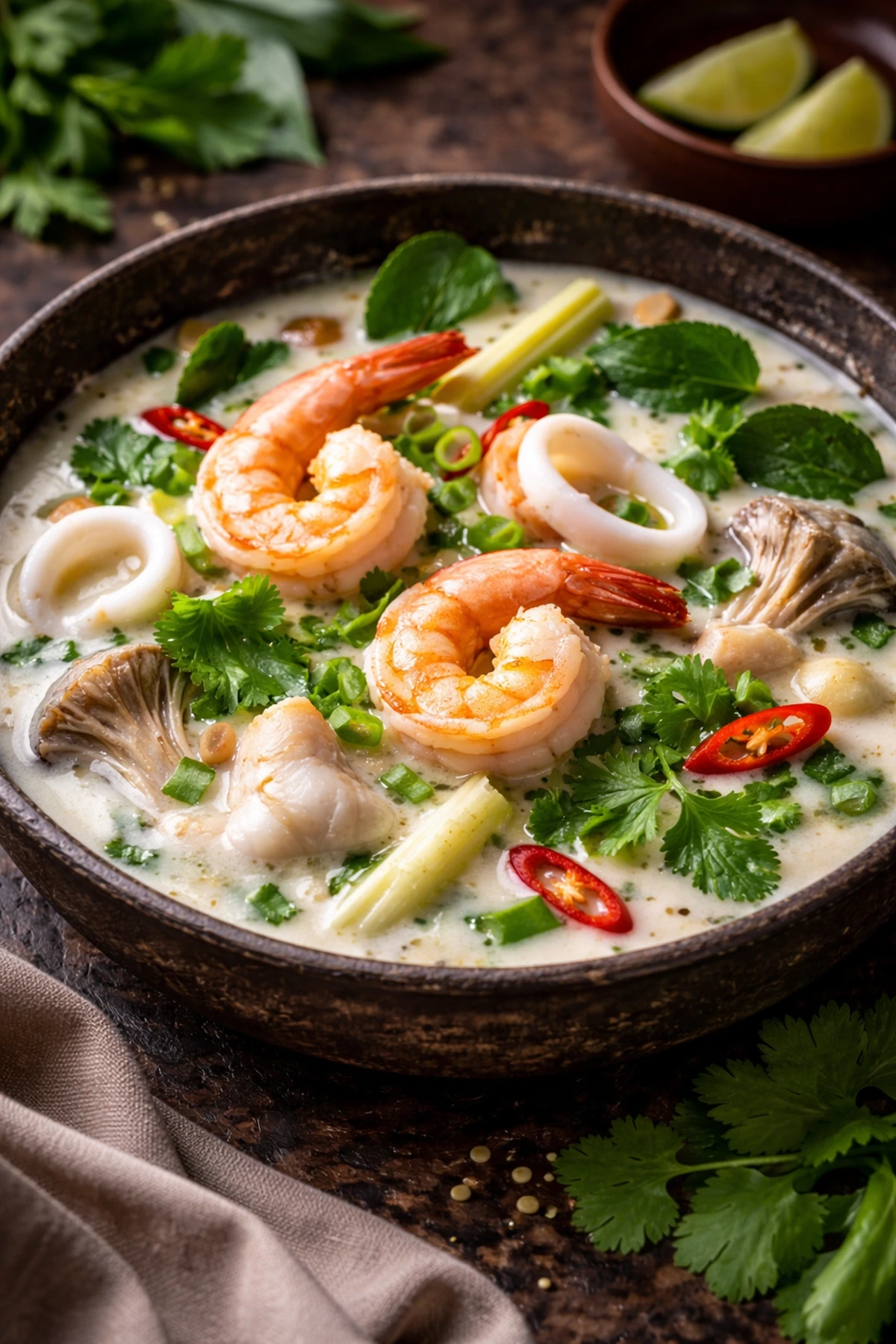 Thai Seafood Coconut Soup Tom Kha Talay 🍤🥥
