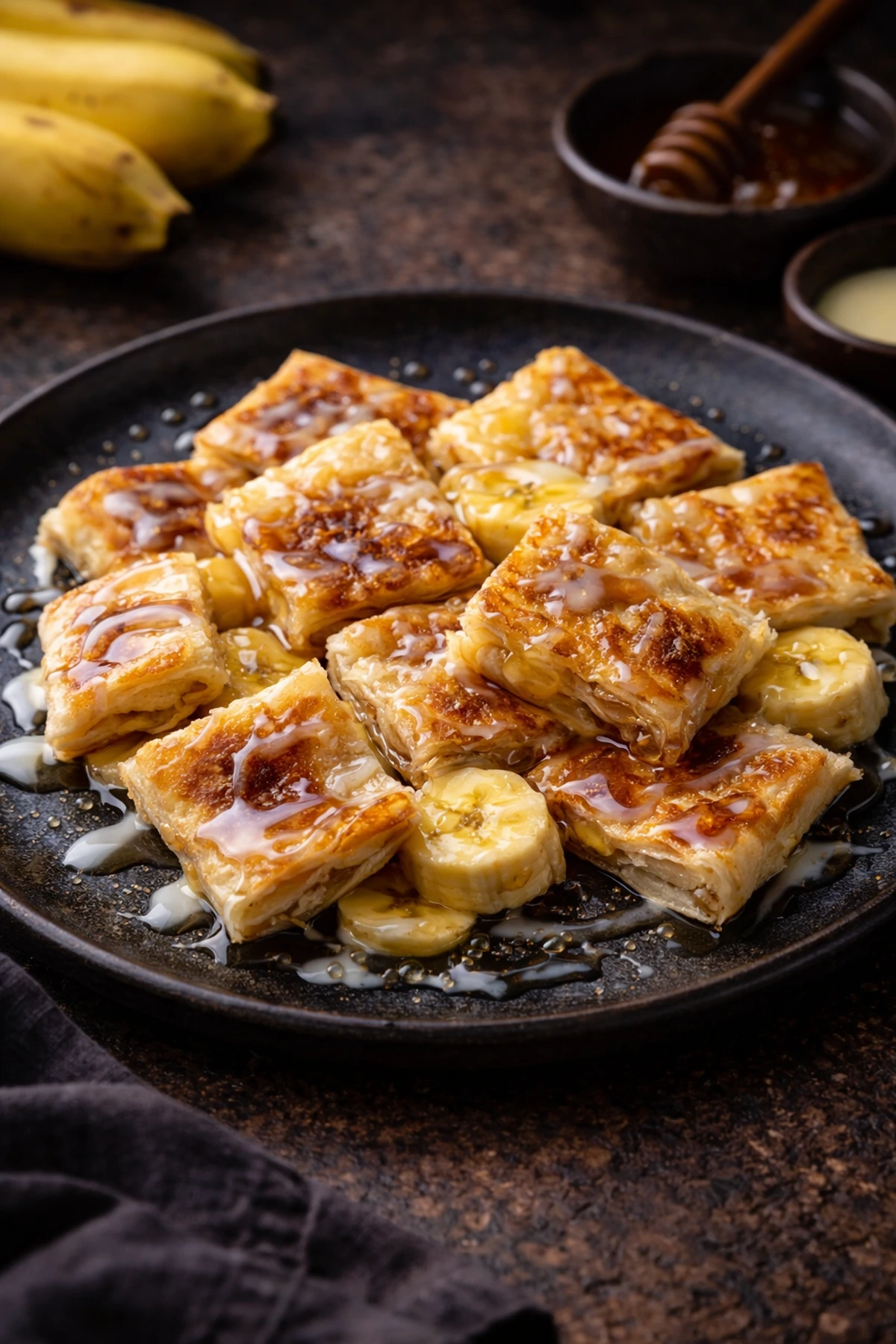 Thai Roti Pancake with Banana and Honey Roti Kluay 🍌🥞