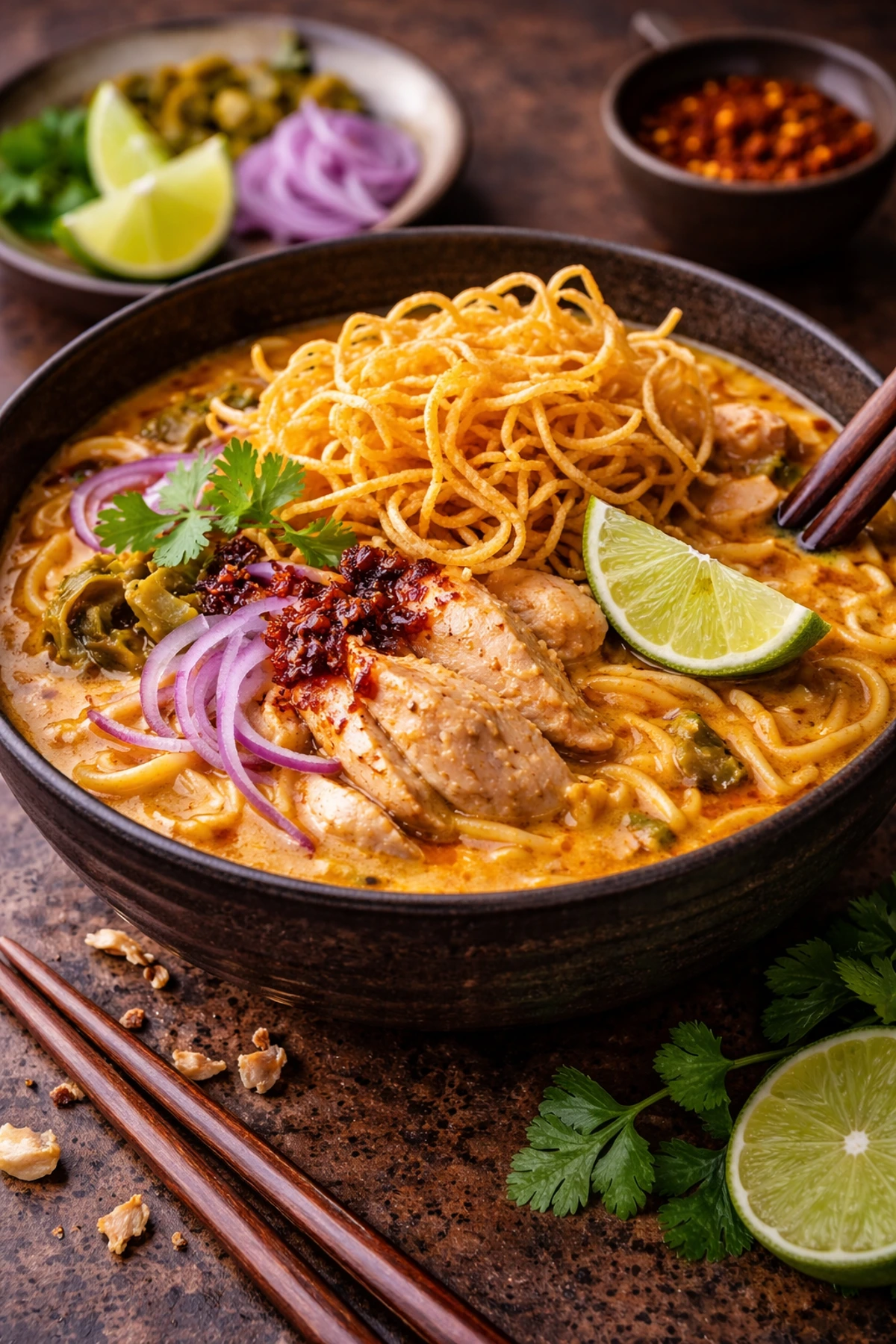Thai Northern Curry Noodle Soup Khao Soi 🍜🥥