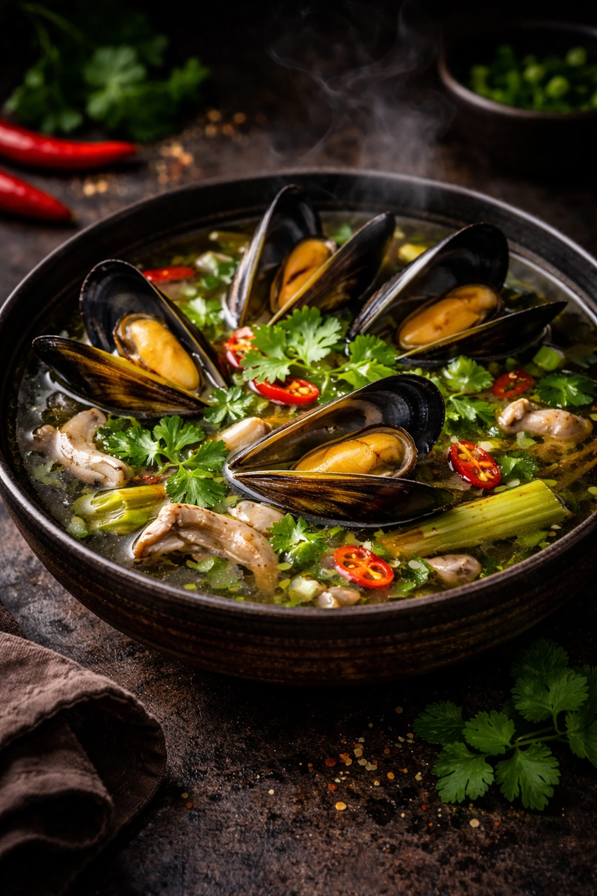 Thai Mussel and Lemongrass Soup Tom Yum Hoi Mussel 🦪🌿