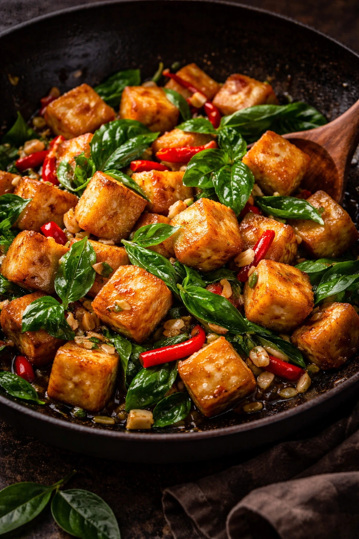 Thai Crispy Tofu with Holy Basil Pad Krapow Tofu 🌿🌶️
