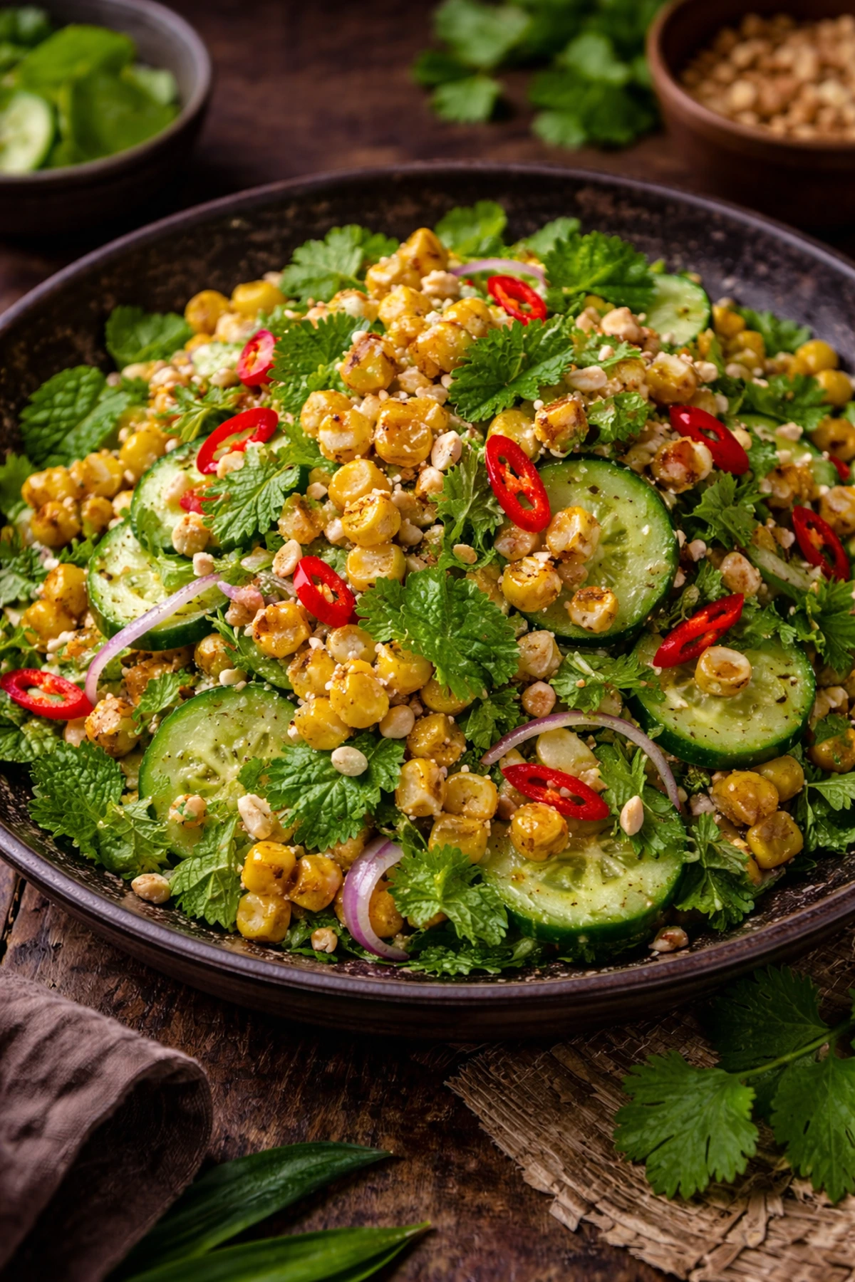 Thai Charred Corn and Herb Salad Yum Khao Pod 🌽🌿