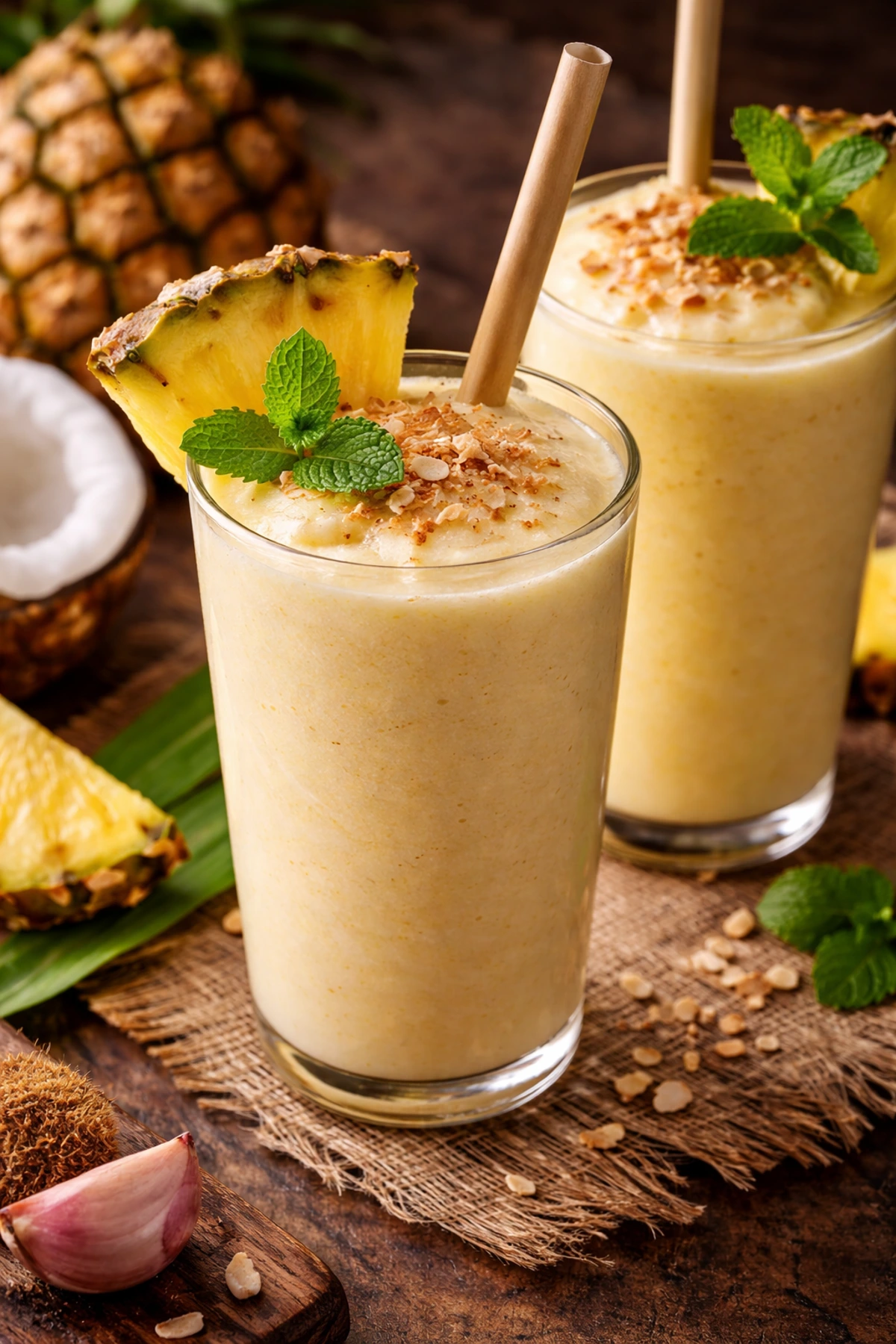 Thai Pineapple Coconut Shake Nam Sapparot Pan 🍍🥥
