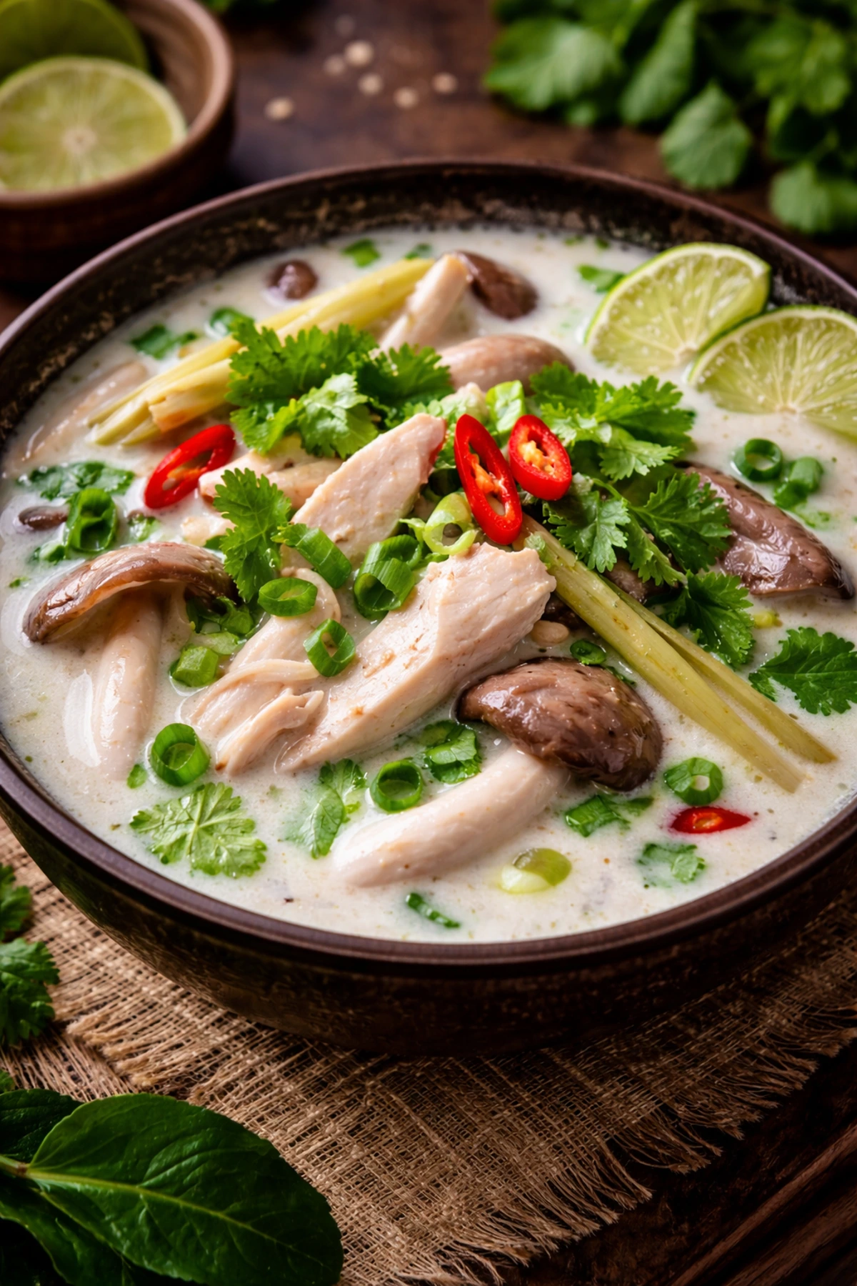 Thai Coconut Chicken Soup Tom Kha Gai 🥥🍗