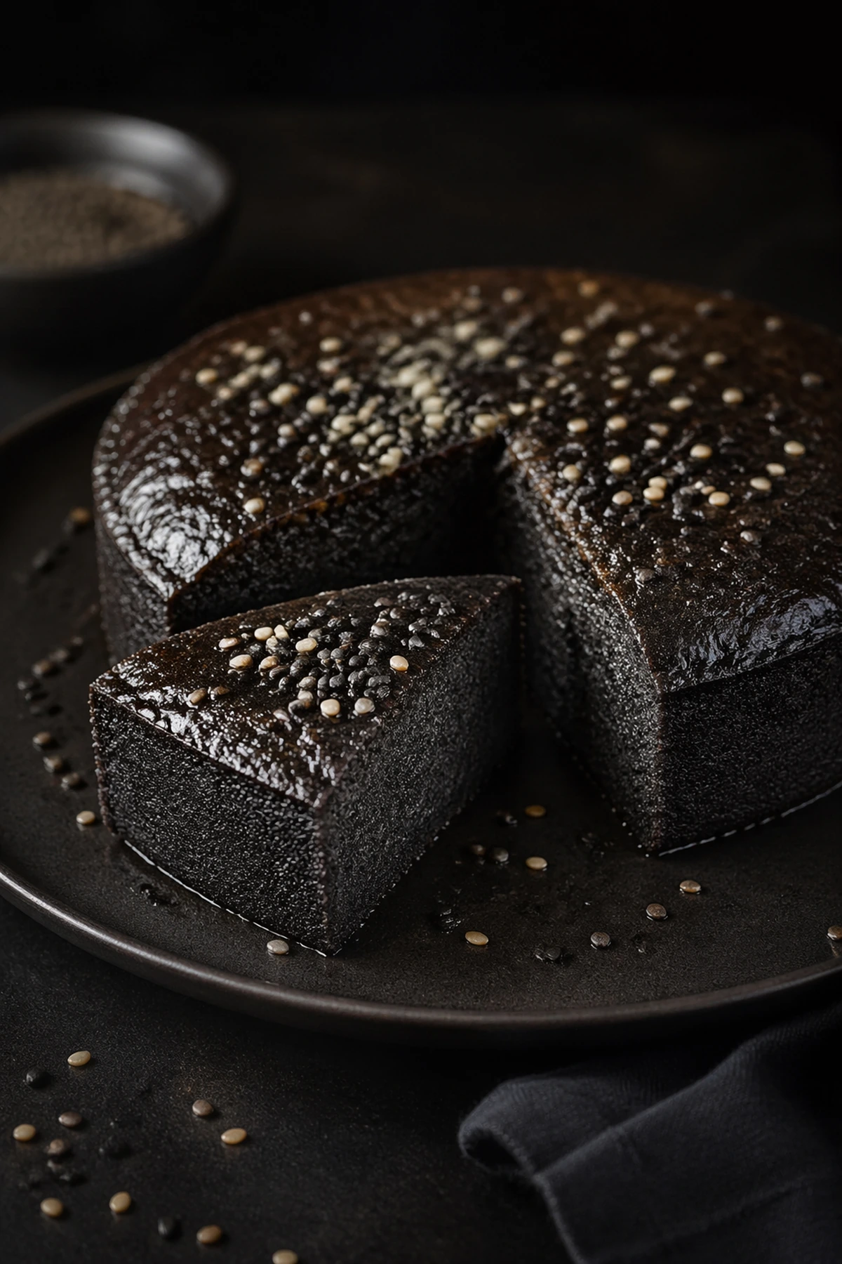 Chinese Black Sesame Mochi Cake 🖤🍰
