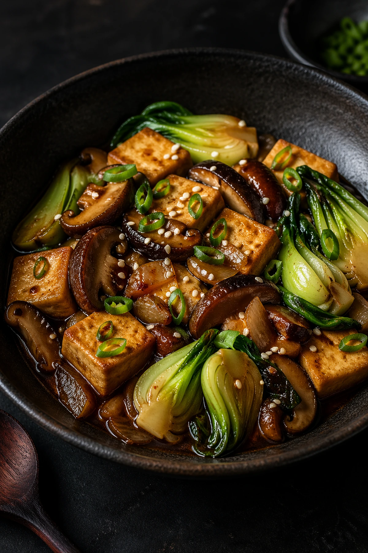 Chinese Braised Tofu with Shiitake and Bok Choy 🥢✨